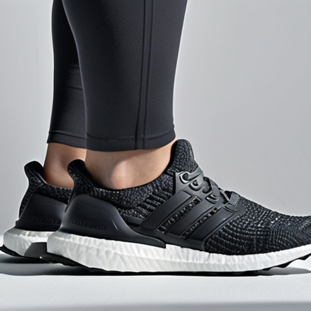 **

> A person's feet wearing Adidas Ultraboost shoes, stepping on a soft, cloud-like surface. Focus on the comfort and cushioning of the Boost sole.  Suggest a light, airy feeling.

**
